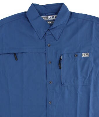 Chemise De Pêche Homme Drake DPF Performance – Manches Courtes, Bleue, Taille XL