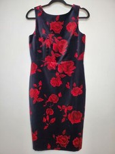 NWT Talbots 8p Red & Black Velour Floral Sleeveless dress MSRP:$199