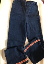 Vintage 90s Girls size 10-12 stretch denim floral hem jeans Bell bottoms
