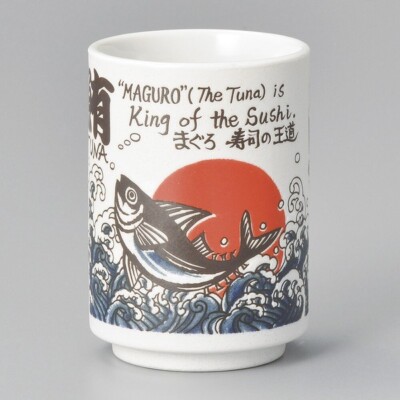 Mino Yaki Ware Japanisch Töpferei Becher Kaffee Teetasse MAGURO Tuna 270ml Japan