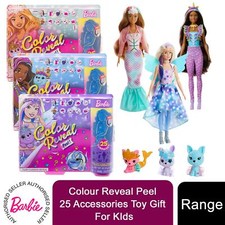 Barbie Color Reveal Peel Meerjungfrau, Fee oder Einhorn Spielzeug Puppe mit 25 Zubehörteilen