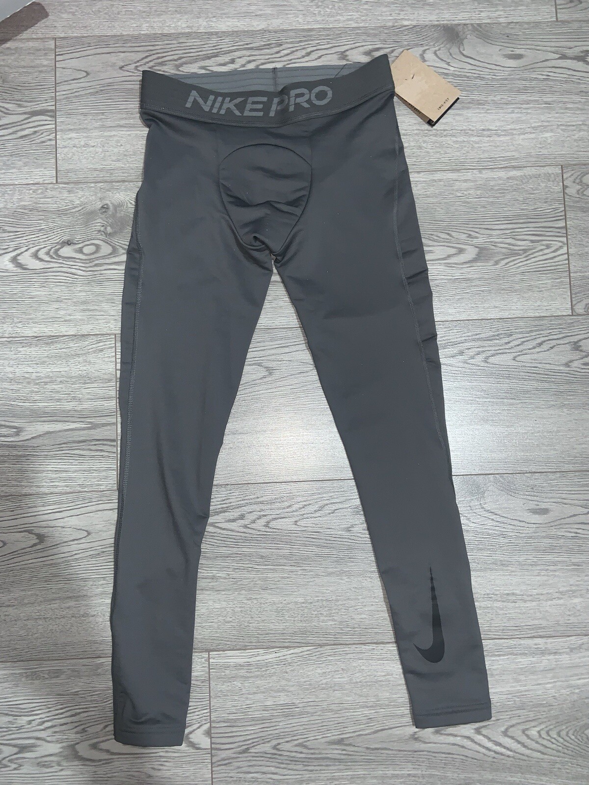 Nike Pro Leggings Cálidos Entrenamiento CU4961 068 Dri Fit Pantalones GRISES Deportes Correr Pequeños