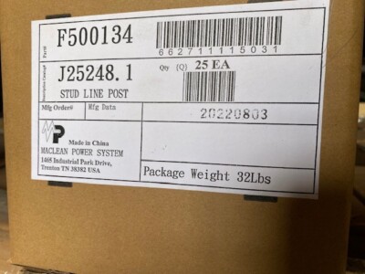 (Case of 25) MacLean Power Systems J25248.1 Long Shank Line Post Stud