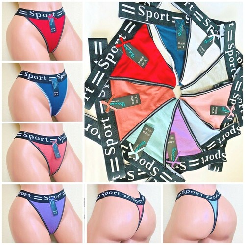 Thongs Tangas Sports Sexy Lot 6/12 Panties T-Back 95% Cotton Active Wear S-XL - Picture 2 of 76