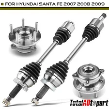 4x CV Axle Shaft + Wheel Hub & Bearing for Hyundai Santa 2007-2009 3.3L Front 