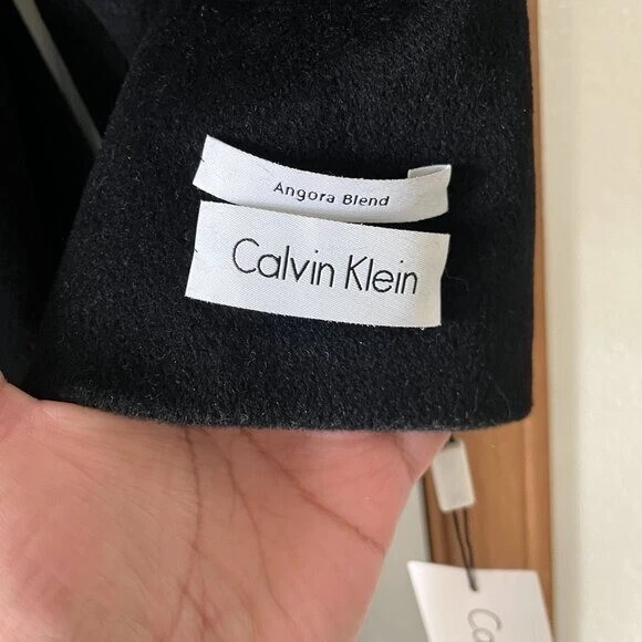 Calvin Klein Coat Long Sleeve Black Long Angora Wool Blend New Size 8 - Image 4 of 4