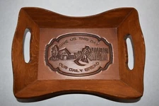 Wood Crafted Tray Engraved "Give Us This Day Our Daily Bread"