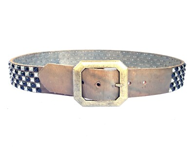 LoFi Kelly Cole  Leather, Brown Belt, Multi Color  Pyramid Studs SIZE 34