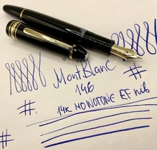 Rare NOS 1970s MONTBLANC Meisterstuck 146  Fountain Pen-14k EF nib- Piston- 149
