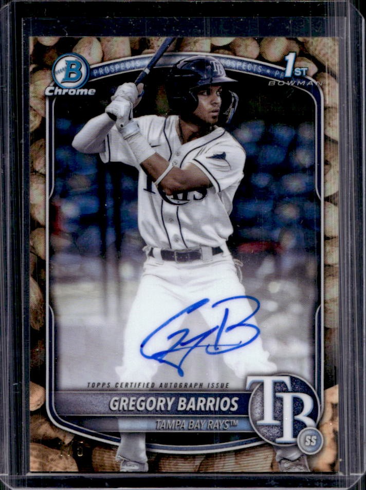 2025 Bowman Gregory Barrios Chrome Auto Peanuts Refractor 1st Prospect #1/5 Rays