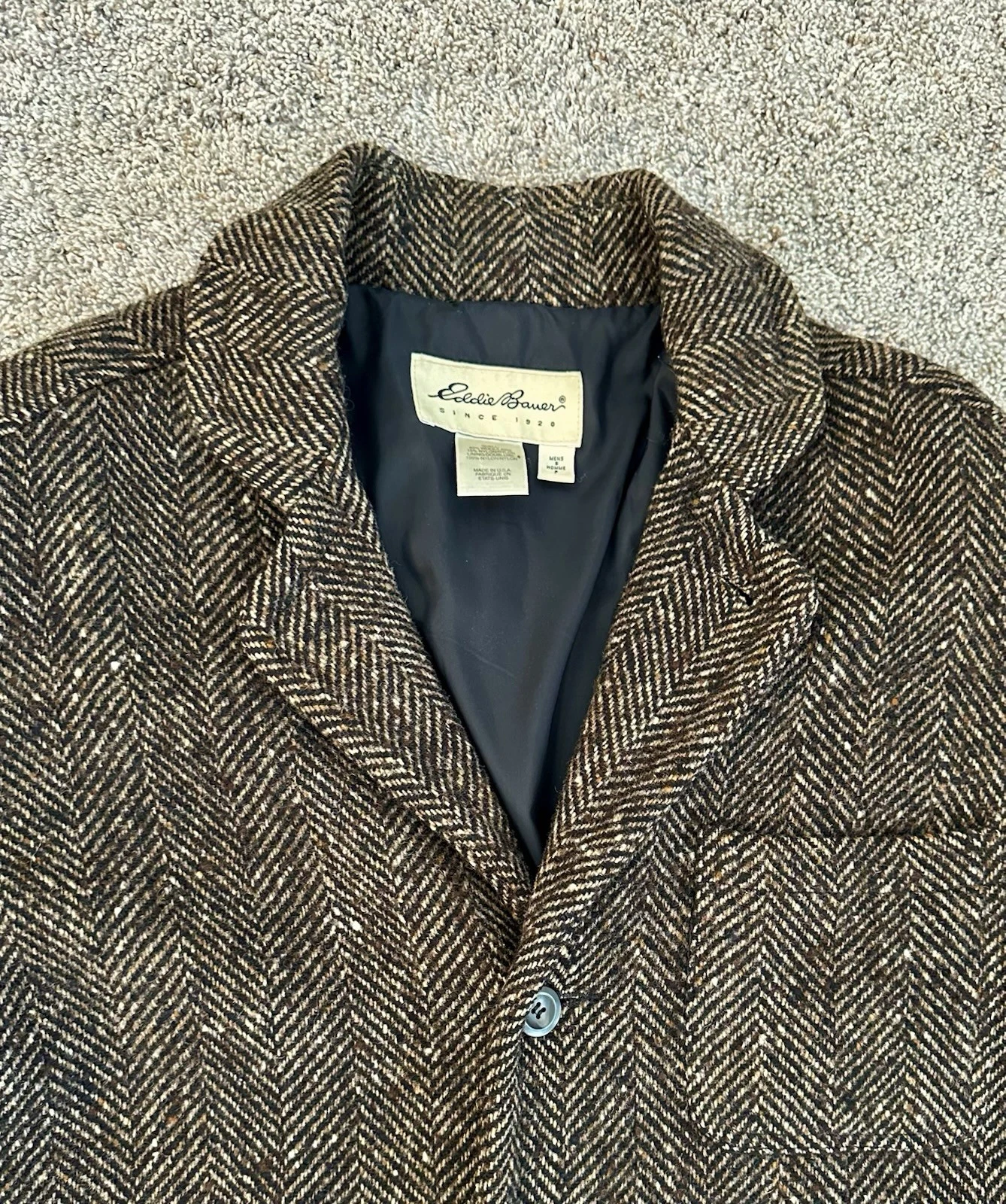 Vintage Eddie Bauer Herringbone Wool-Blend Jacket — Made in USA - product detail image 3