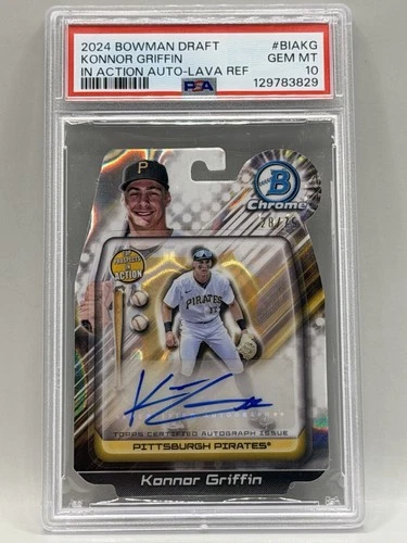 2024 Bowman Chrome Draft Konnor Griffin Action Lava Refractor Auto #28/75 PSA 10