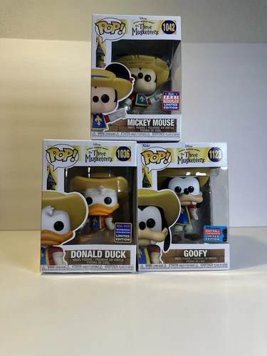 Funko Pop! Disney Mickey, Donald, Goofy: The Three Musketeers Set of 3 Con Excl
