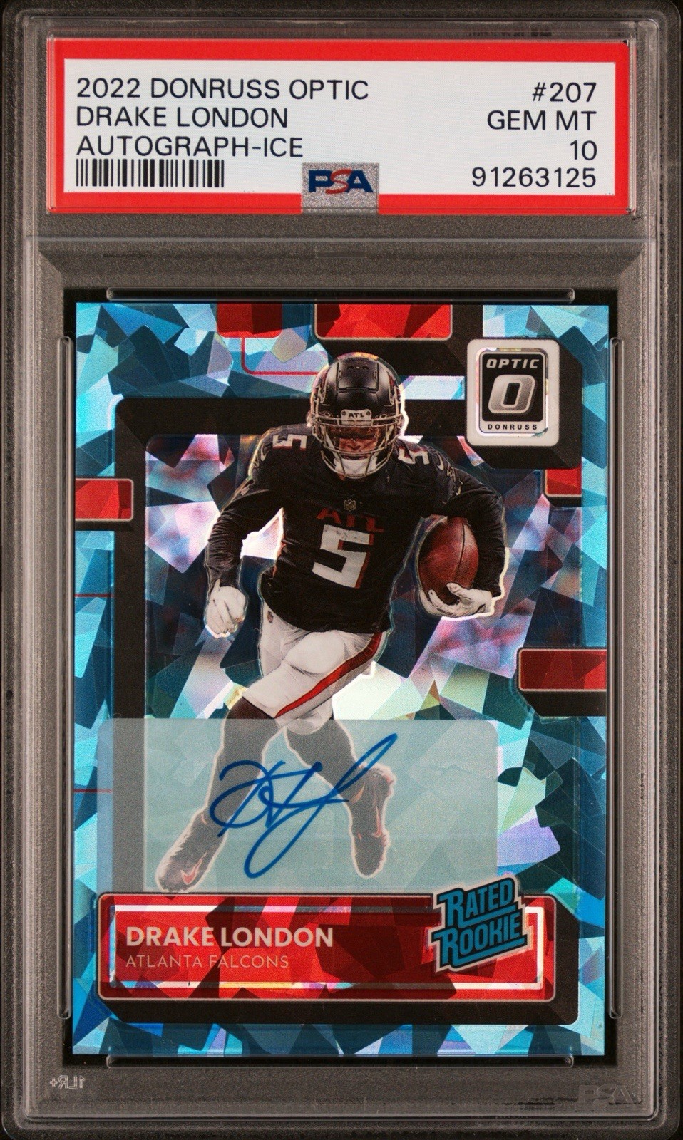 2022 Panini Donruss Optic - Rated Rookie Drake London #207 Autographs Ice /15