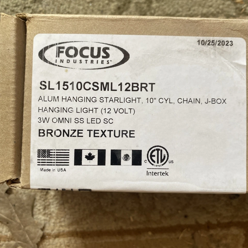 铝制悬挂星灯:户外照明,10 英寸 Cyl 带 J-Box,12 伏 (BRONZE) — 第 4/4 张图片