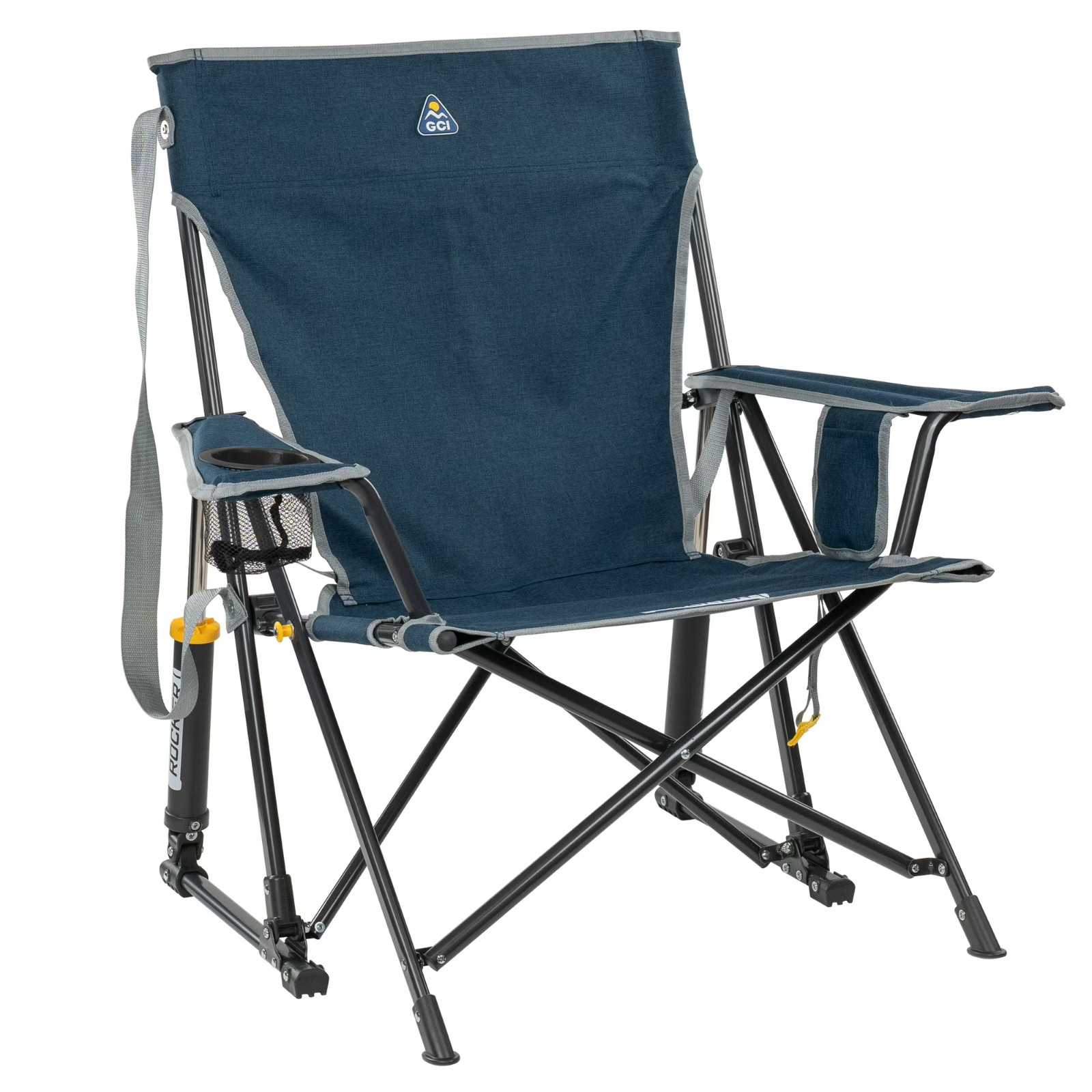 GCI Outdoor Kickback Rocker Foldable Rocking Camp Chair, Heathered Indigo