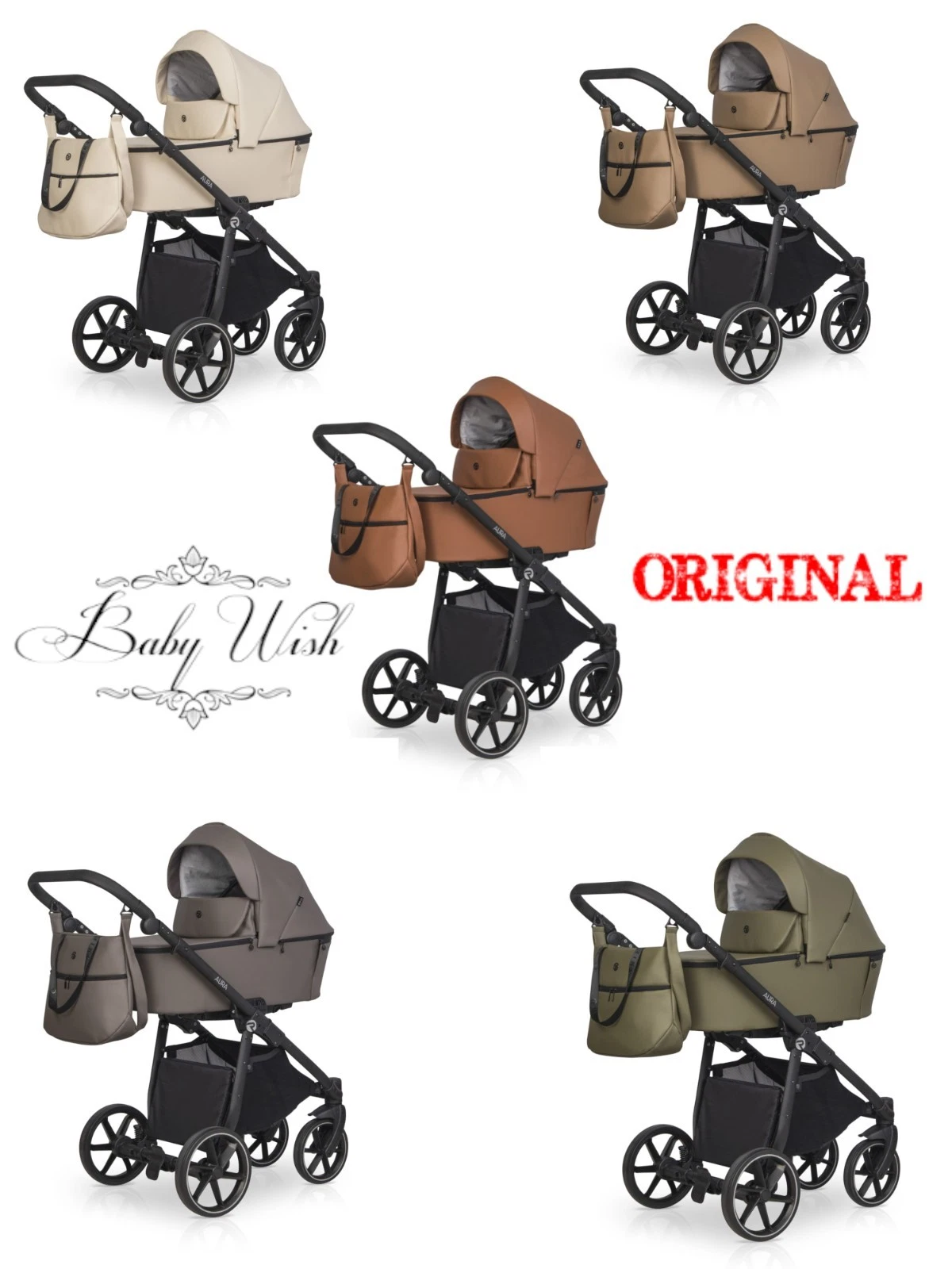 RIKO AURA BABY PRAM 2in1 3in1 CARRYCOT + PUSHCHAIR + CAR SEAT + ISOFIX