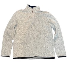 Nautica Mens Large L Gray Heather 1/4 Zip Pullover Mock Neck Sweater Fleece