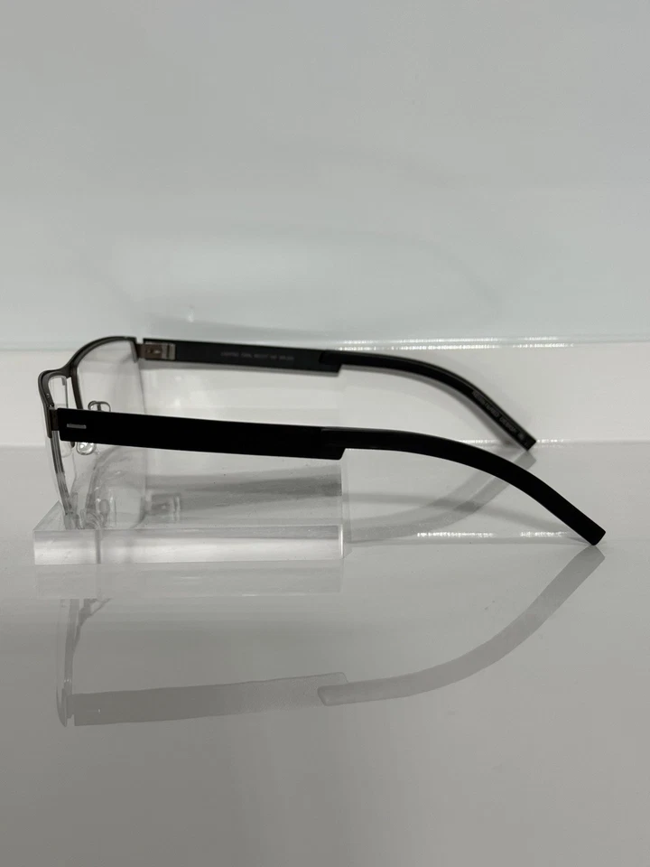 Anteojos rectangulares de metal semi-sin montura marrón mate Lightec 7328L NM022 55 mm Foto 3 de 4