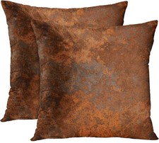 Set of 2 Throw Pillow Covers Case Brown Copper Old Rusty Metal High Resolutio...