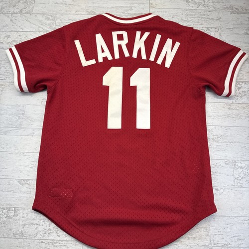 Camiseta deportiva Mitchell and Ness MLB Cooperstown 36 pequeña Barry Larkin de los Rojos de Cincinnati - Imagen 11 de 17