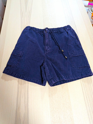 Basic Editions Women's Casual Blue Cargo Shorts Size 10 Cotton Drawstring Travel