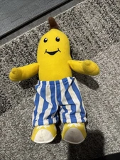 Bananas in Pajamas Pajamas Plush 10” Soft Stuffed Doll Blue White Striped