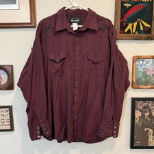 Vintage 90s Wrangler Pearl Snap Tribal Shirt Western Authentic Button Down 2XL