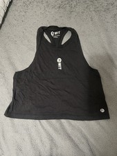 WIT Black Cropped Muscle Tank Top Size S Gym Training Sleeveless Crossfit 