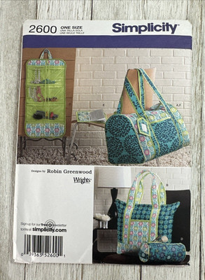 2600 Simplicity Sewing Pattern Quilted Travel Accessories, Duffle, Tote, Tag