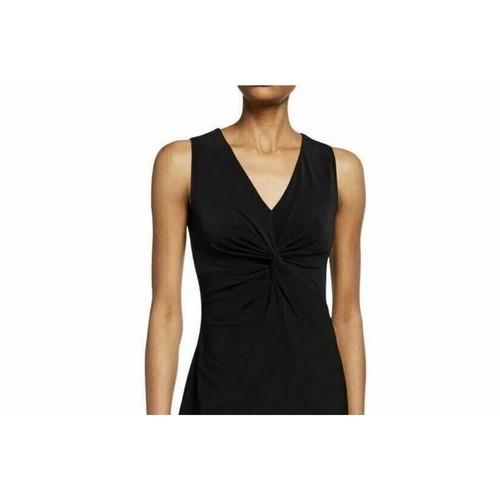 DKNY Deep Black Knotted Front Sleeveless Sheath Dress Size 4 NWT - Bild 2 von 4