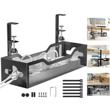 Modern Black Cable Management Tray with Rubber Pads   Fits Standard Desks