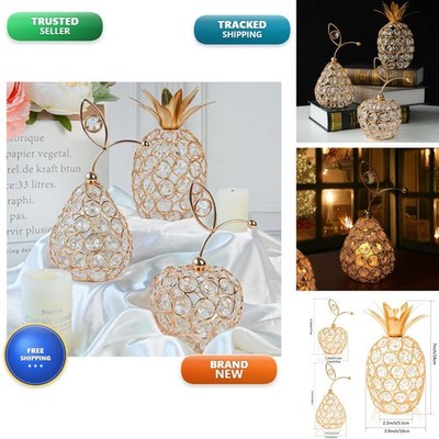 Kehail Set 3 Elegance Crystal Metal Pineapple Pear Table Centerpiece Handmade