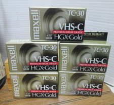 5 Maxell VHS-C HGX-Gold TC-30 Premium High Grade Blank Camcorder Video Tapes NOS