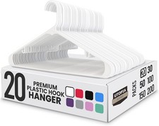 Utopia Home Plastic Hangers 20 Pack - Space Saving Clothes Hanger - Durable  St