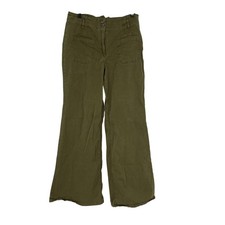 Maeve Anthropologie Colette Olive Green Wide Leg Utility Trousers Pants Size 32