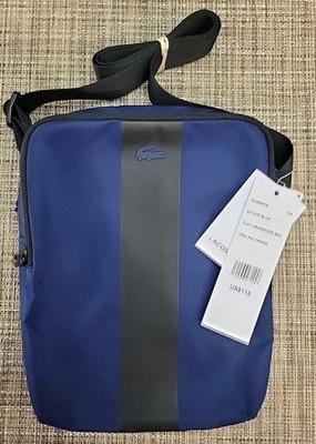 Lacoste $118 Mens Classic Rectangular Crossbody Estate Blue Zip 