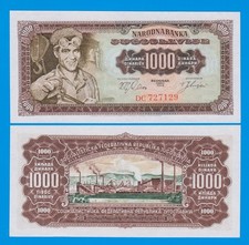 Yugoslavia 1000 Dinara P 75 1963 UNC