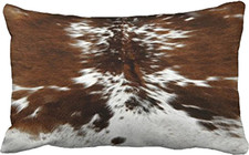 Throw Pillowcase 12 X 20 Tri Color Brown Cowhide Print Throw Pillow Cover