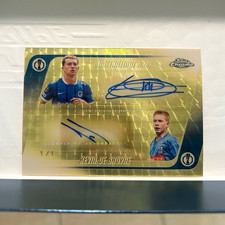 Marketplace image: Topps Chrome UEFA 2025/26 Superfractor CDA-KB Dual Auto Karetsas/De Bruyne 1/1