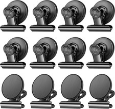12 Pack Magnetic Clips Heavy Duty, Black Magnet Clips for Fridge Refrigerator