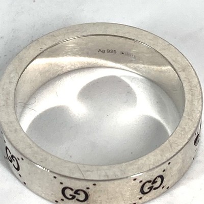 GUCCI 702766 Adidas collaboration Engraving Wide Ring AG925 Silver