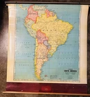 Vintage Cram's South America Map School Pull Down Classroom