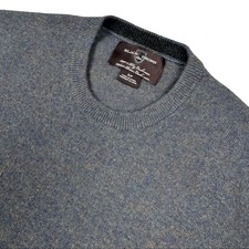 Black Brown Men's 2 Ply Cashmere L/S Pullover Sweater Gray Small