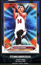 Tyler Herro 2024 Topps Chrome Blue Cheetah Refractor Miami Heat #14