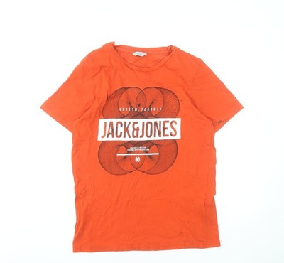 Herren T-Shirt UK Größe S JACK & JONES Orange Baumwolle
