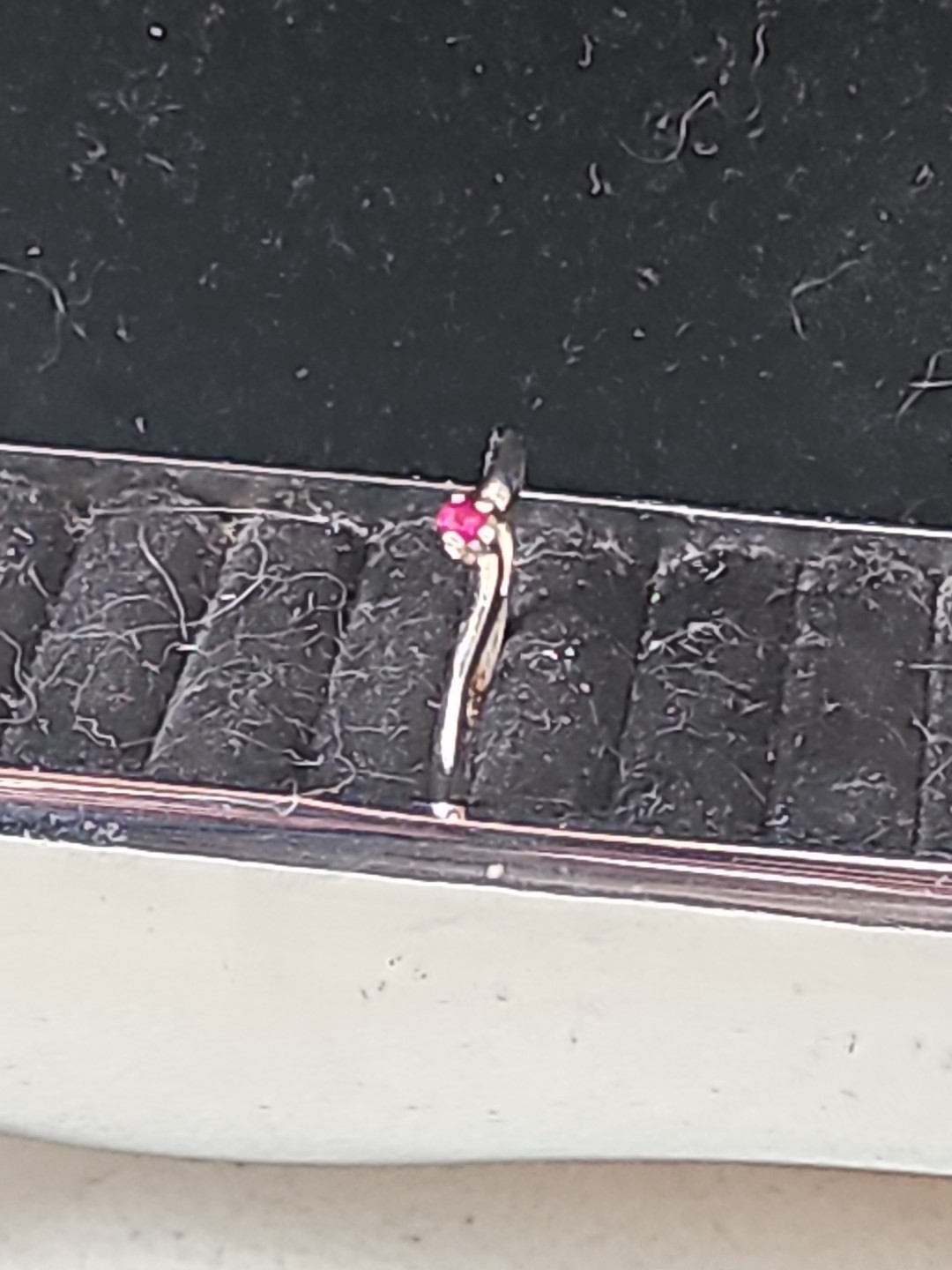 Vintage Sterling Mini Ruby Solitaire Ring 7 - image 3