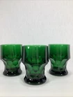 Set Of 3~Vintage Anchor Hocking Georgian Forest Green 8oz Drinking Glasses
