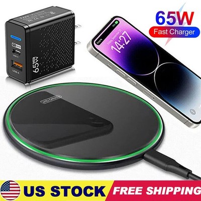 65W Wireless Fast Charger Charging Pad Dock For Samsung iPhone Android Phone