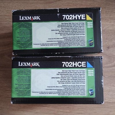 Original Lexmark 702HYE Gelb & 702HCE Cyan Hochleistungs-Toner Brandneu MwSt inkl.